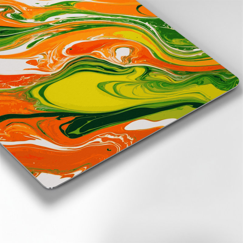Abstrait fluide, art mural en métal orange 30, H 12 po x l 18 po
