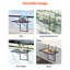 Table de balustrade d'extérieur 19 x 24 po, métal, résistant aux intempéries, charge de 50 lb, pliable, support réglable pour différents patios suspendus, acier inoxydable, modèle pliable peu encombrant