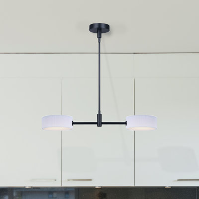 2 - Light Matte Black LED Kitchen Island Pendant
