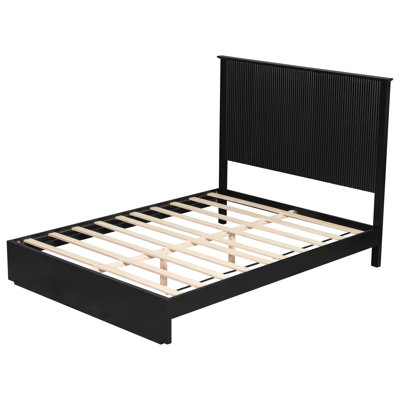 Kyro Modern Minimalist Solid Wood King Bed with Vertical Slat Headboard, No Box Spring Needed
