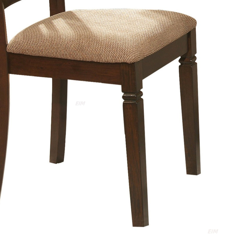 5Pc Transitional Style Dining Furniture Set Table And 4X Side Chairs Fabric Upholstered Seat Espresso Finish Wood (Dining Set)