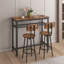 Ensemble de table de bar rustique brun avec 2 tabourets de dossier et cloison pour espaces compacts