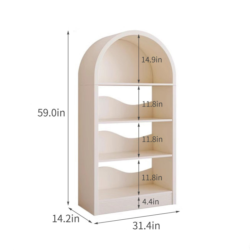 Bibliothèque moderne simple en bois manufacturé, (4 tablettes) H 59 po x l 31,4 po x P 14,2 po