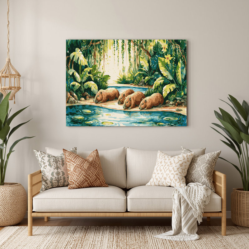 Faune sauvage, art mural vert Capybara, H 11 po x l 14 po