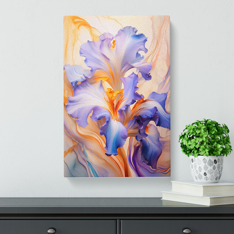 Iris Flower Futurism No.2 - Wrapped Canvas, 60cm H x 40cm W x 3cm D