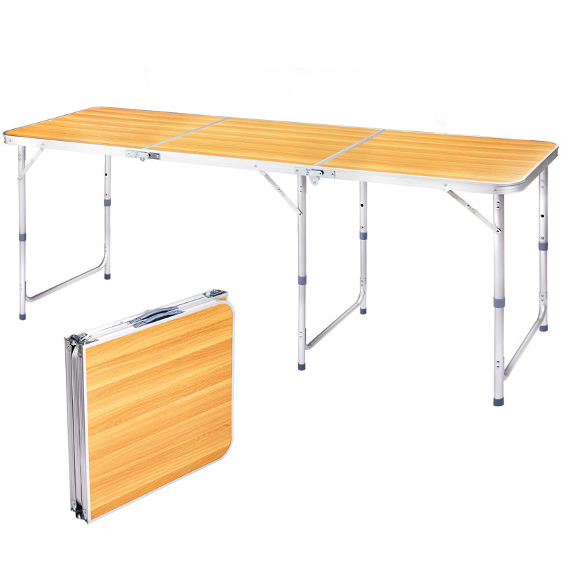 6 pi. Table de patio pliante noire en aluminium, Brun