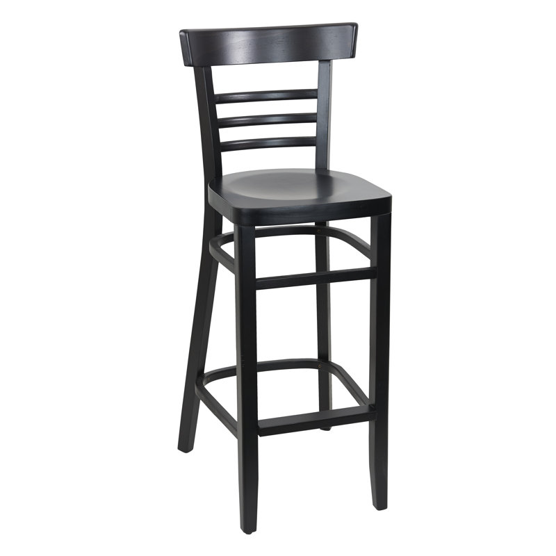 Giulia Counter Stool with Solid Wood Frame, Black