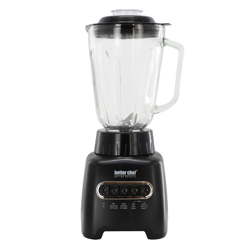 Better Chef 500-Watt Glass Jar 12 Preset Function Blender in Black