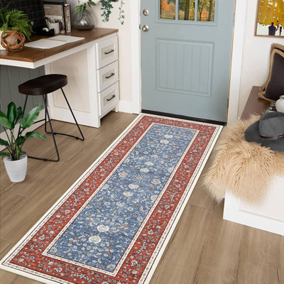 Tapis lavable rétro pour salon à poils courts et antidérapant Tapis de chambre à coucher rétro pour salle à manger