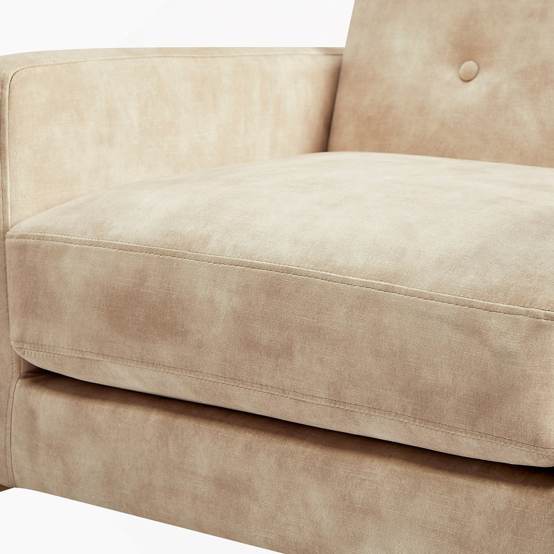 Fauteuil d'appoint capitonné avec accoudoirs carrés, revêtement en polyester doux, coussin moelleux et ressorts hélicoïdaux pour plus de confort et de durabilité