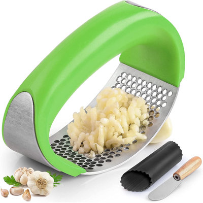Zulay Kitchen Stainless Steel Garlic Press Rocker Set Garlic Mincer Crusher