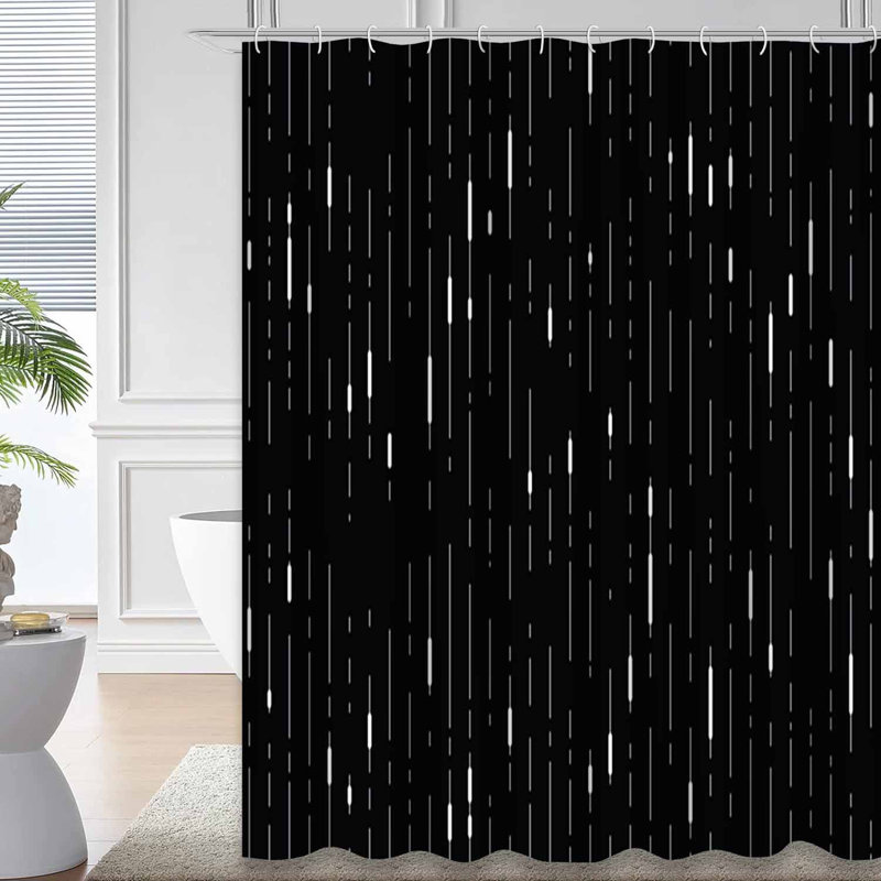 Rideau de douche abstrait à rayures noires et blanches avec 12 crochets, L 72 po x l 72 po