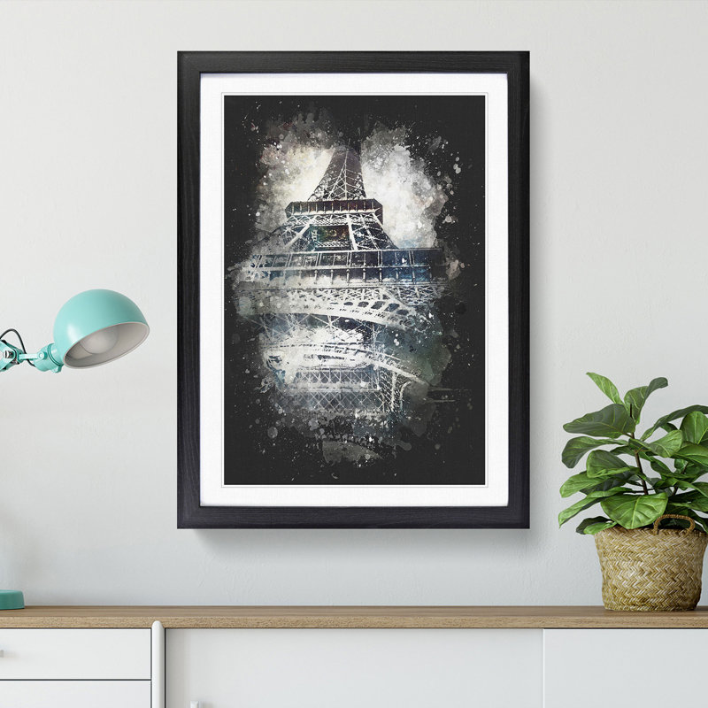 The Eiffel Tower in Paris - Picture Frame Painting Print, Black Framed, 87cm H x 62cm W x 2cm D