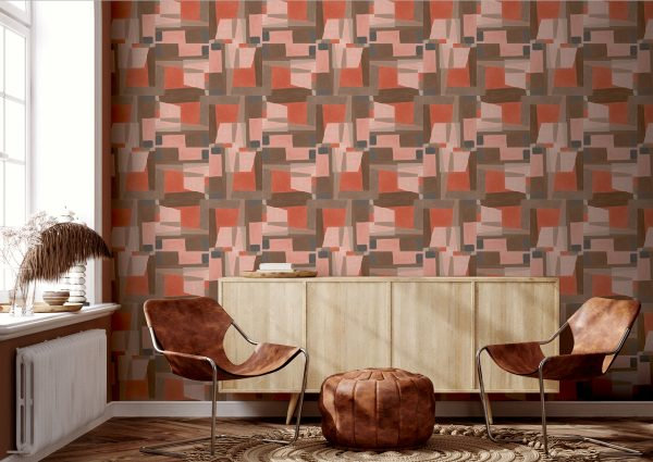 10m X 60cm Gazelle Wallpaper Roll, Brown/Red