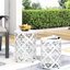 Table de bout moderne en métal taillé en fer S / 2, blanche et tendance, sans paire d'assemblage, conception avec ornement, couleur blanche