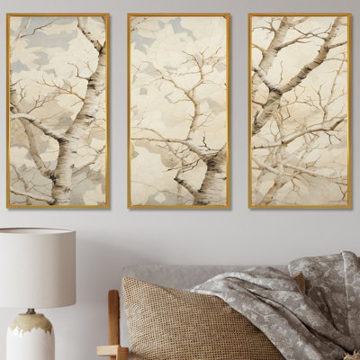 «Minimalims Beige Sycamores Secret I - Tree Sycamore», ensemble de reproduction d'art mural