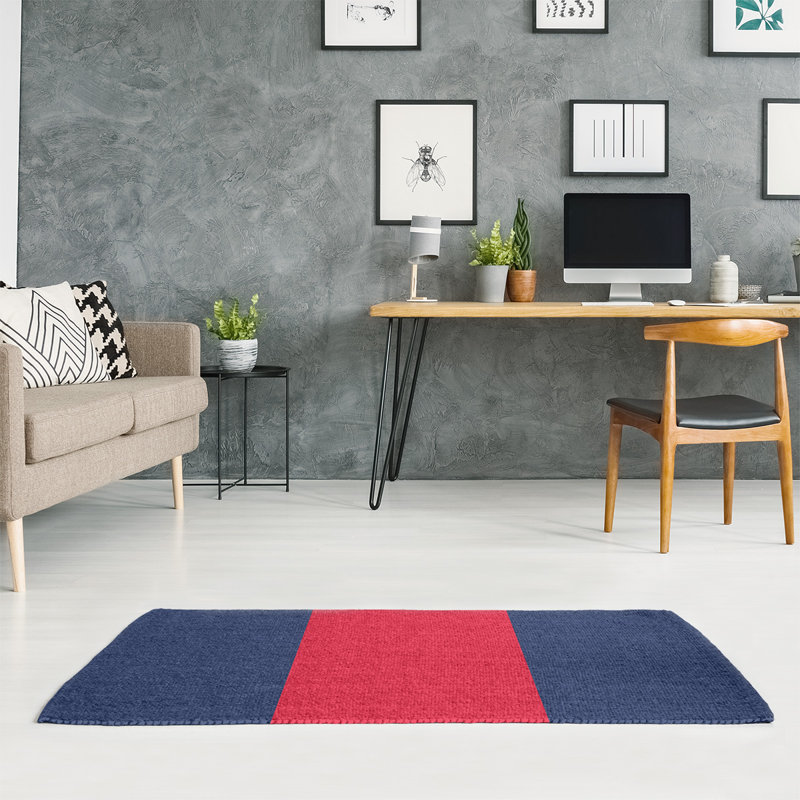 Tapis bleu marine / rouge Cleveland, Rectangle 4 pi x 6 pi