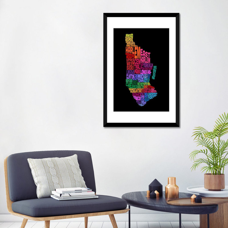 « new york typographie map » par michael tompsett, art textuel sur toile, H 32 po x l 24 po x P 1 po, Blanc