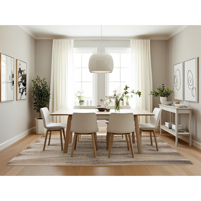 Beige abstrait/Tapis décoratif brun, Rectangle 7 pi x 10 pi
