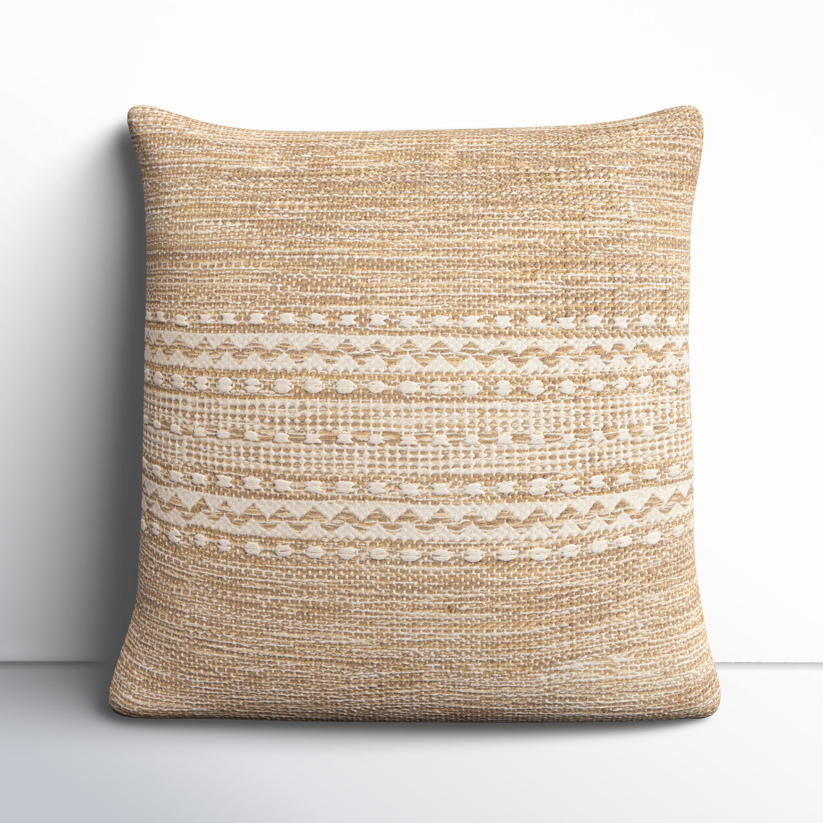 Julian Geometric Cotton Throw Pillow, Tan, 18" x 18", Pillow Cover Only - No Insert