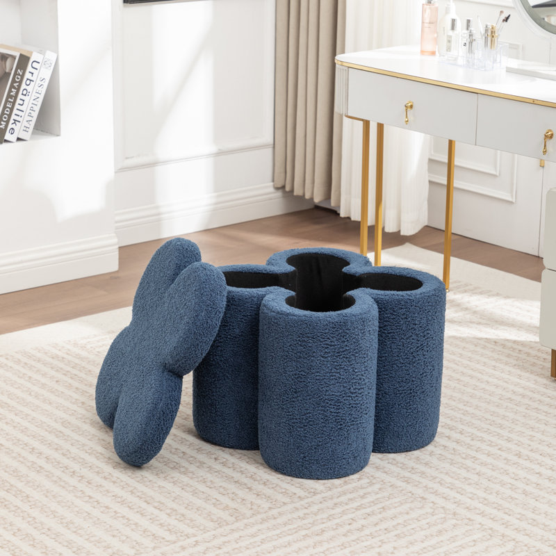 Etai 19" Width Upholstered Storage Ottoman, Navy