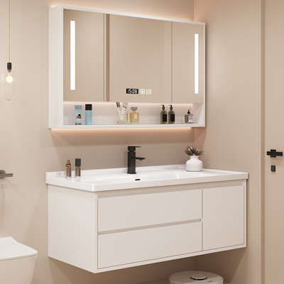 Cream style simple bathroom cabinet.