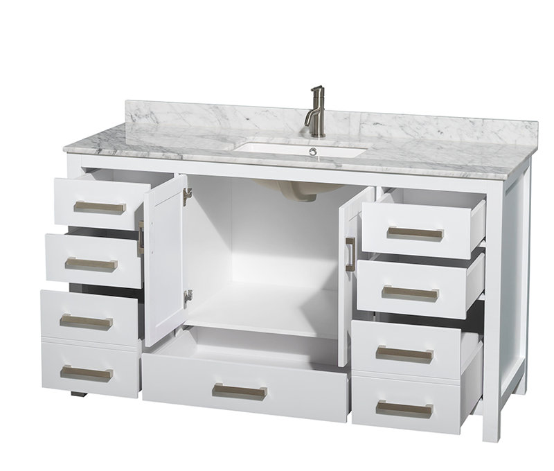 Sheffield 60" Single Bathroom Vanity Set, White
