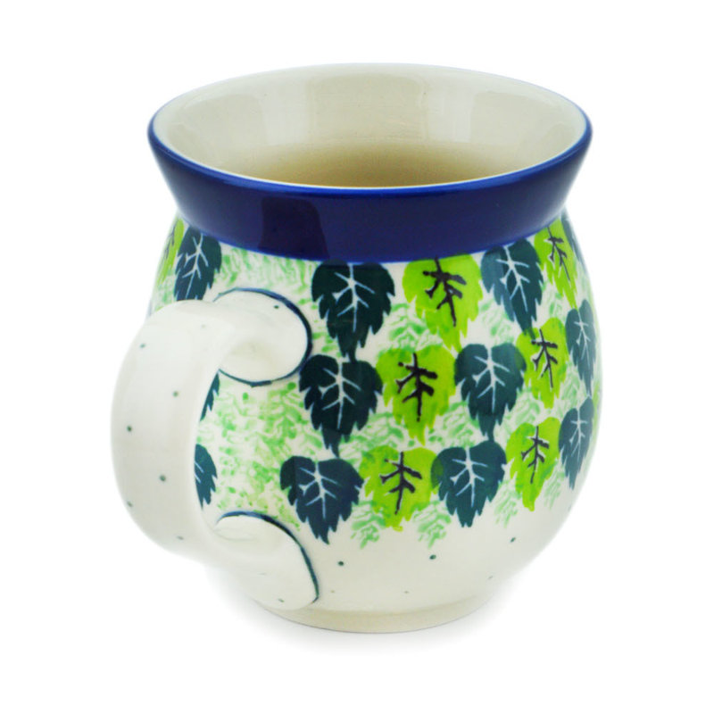 Tasse à bulles en grès poli 16 oz - Feuilles de vert, 16