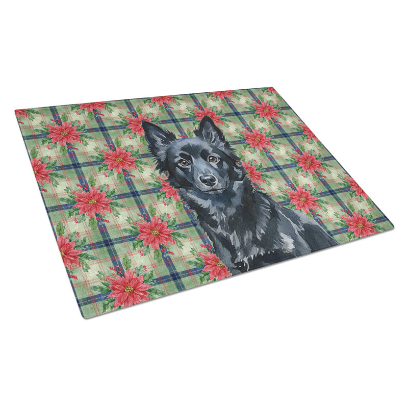 Planche à découper en verre Schipperke Christmas PoinsettIas