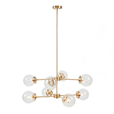 8-Light Metal Chandelier With Globe Bulbs Gold/Clear See Below