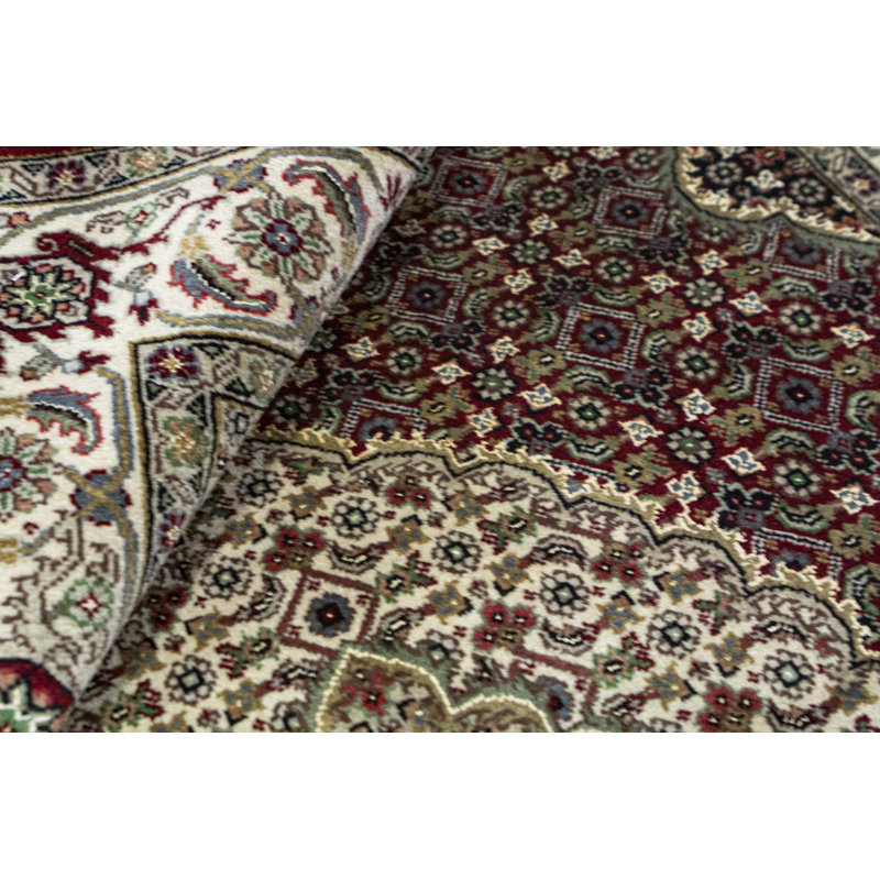 Hand-Knotted High-Quality Black and Cream Area Rug