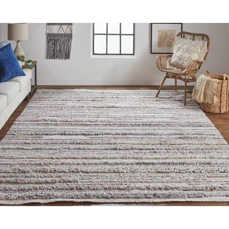Alline Handwoven Gray/Red/Yellow Indoor/Outdoor Area Rug, Rectangle 9' x 12'