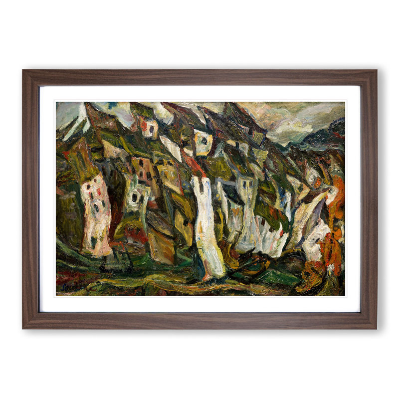 Houses by Chaim Soutine - Picture Frame Painting, Walnut Framed, 27cm H x 36cm W x 2cm D