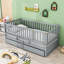Lit en bois 2 tiroirs avec garde-corps en bois-93548604-93548605