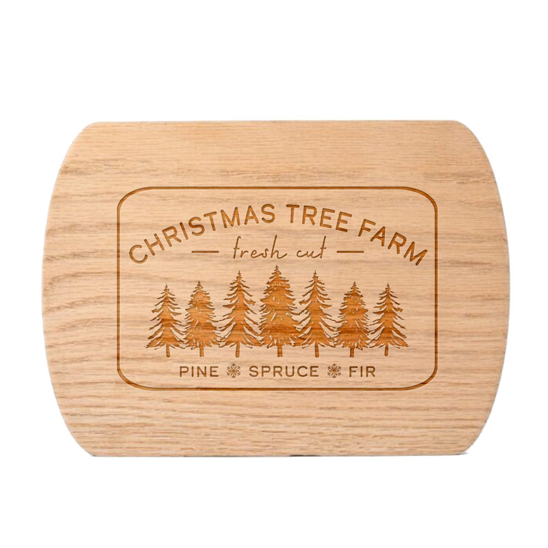 Christmas Tree Farm Redwood Oval Cutting Board
