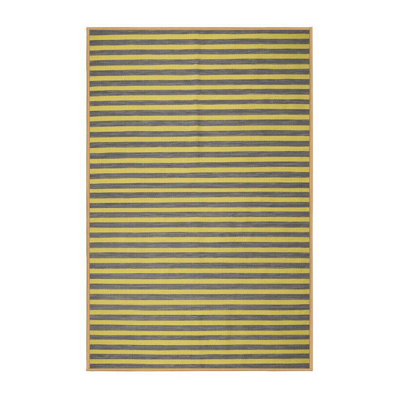 Tapis brun à rayures horizontales lavable à la machine, Rectangle 6 pi x 9 pi