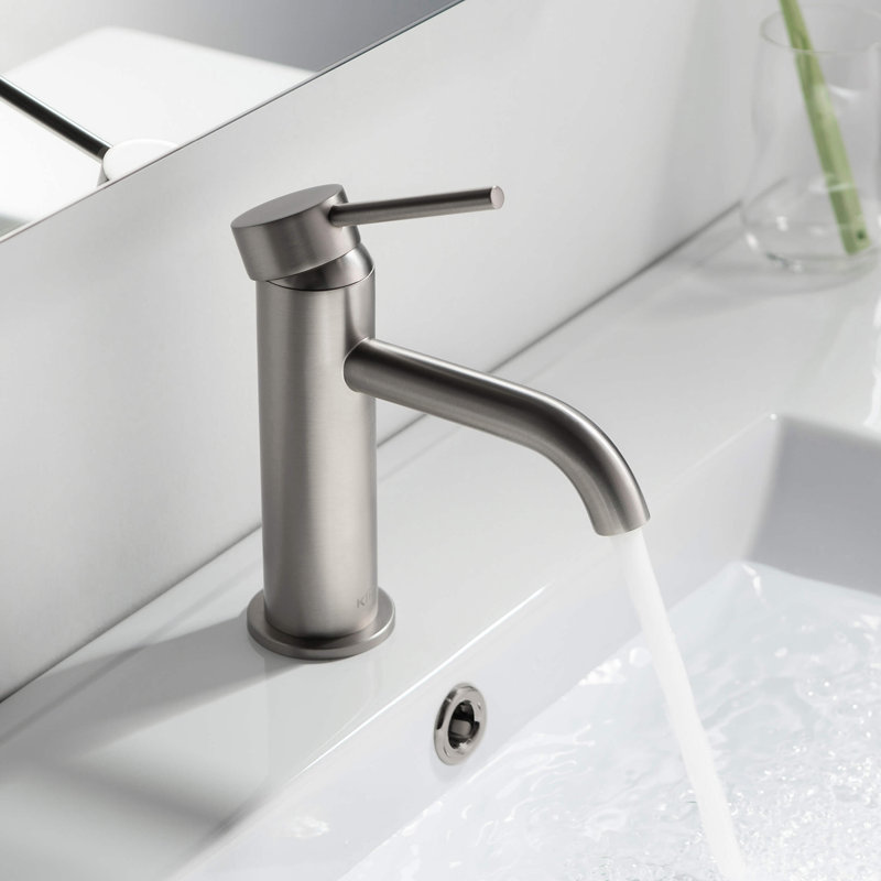Circular Single-handle Bathroom Faucet, Brushed Nickel, Drain Assembly Included