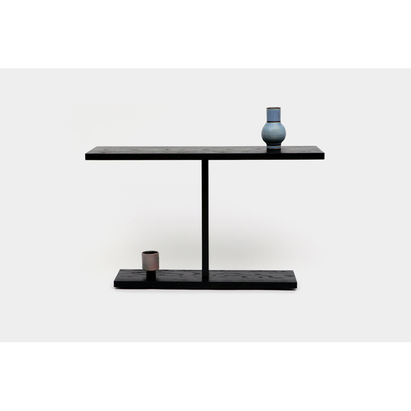 Solid Wood Console Table, Black Oak, Powder Coated Matte Black, 36" H x 48" W x 12" D