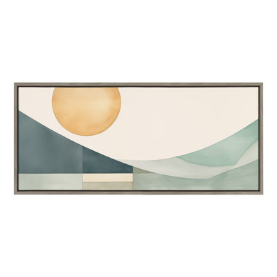«Mid Century Modern Abstract Geometric Coastal Landscape» par The Creative Bunch Studio, reproduction d'art sur toile encadrée