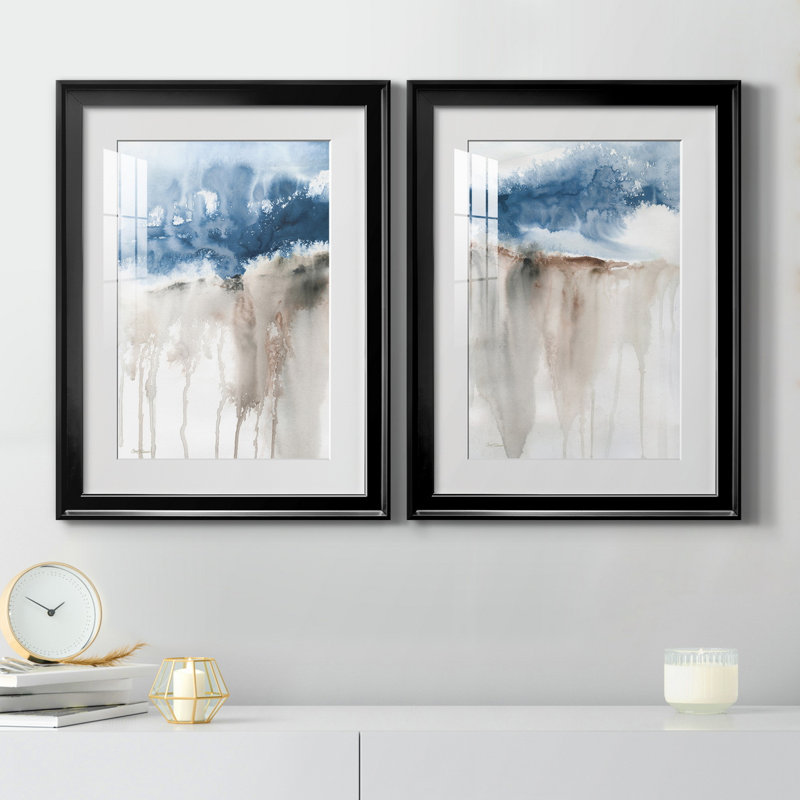 Windy Cliff I - ensemble de 2 reproductions d'art, H 18,5 po x l 49 po x P 1,5 po, H 31,5 po x l 47 po x P 1,5 po, Blanc
