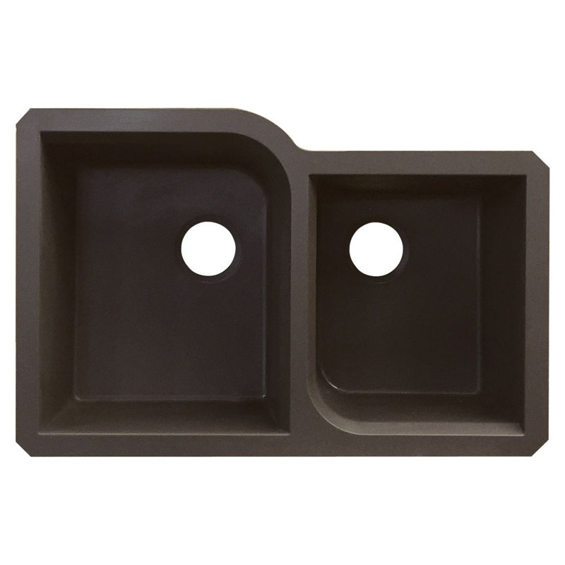 Radius 31.75'' L Double Bowl Kitchen Sink, Espresso