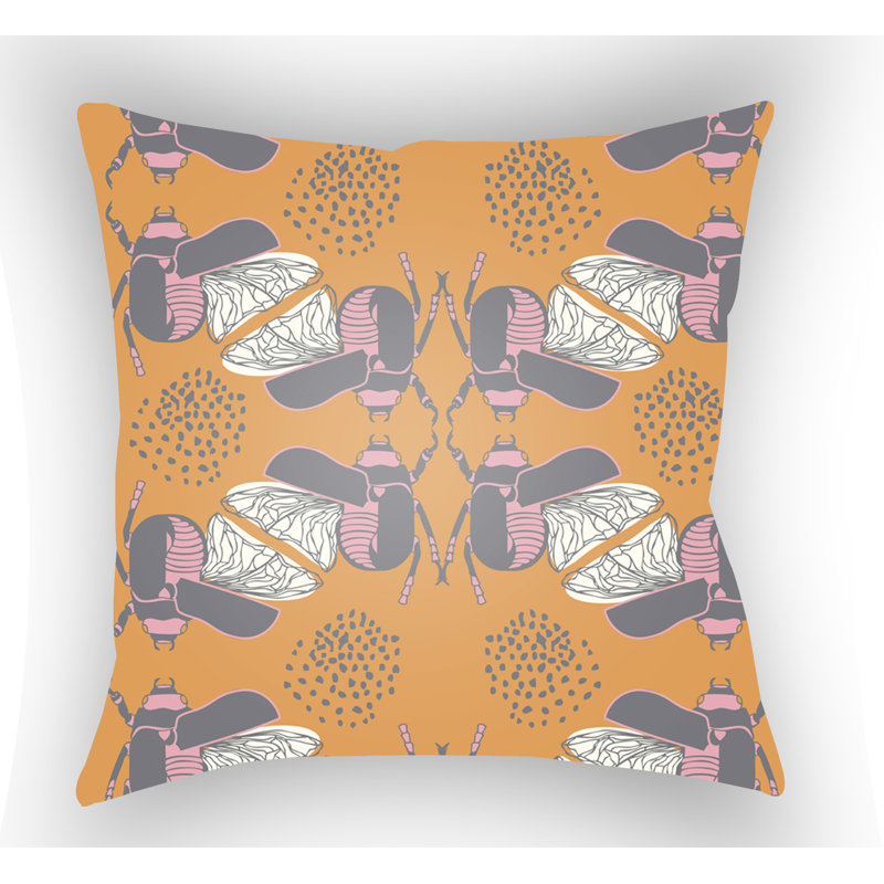 Doodle Square Throw Pillow, Orange, 22" H  x 22" W x 5" D