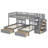 Full Over Twin Over Twin 7 Drawer L-Shaped Bunk Bed with Stairs-736934576