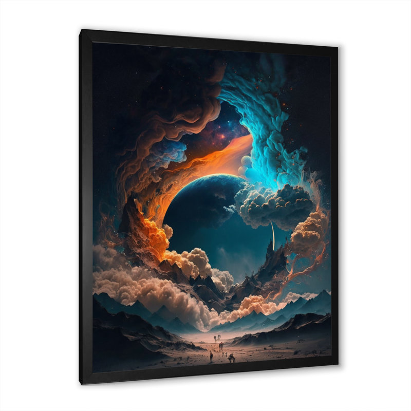 «Futuristic Landscape in Space III», reproduction sur toile, L 12 po x H 20 po, Cadre photo noir