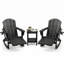 Chaises berçantes pliables en PEHD avec repose-pieds rétractable et table d'appoint ovale en PEHD à 2 niveaux pour patio-129674557