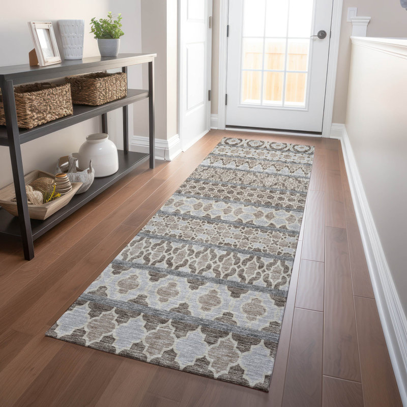 Premium Machine Washable Prisco Taupe Rug, Runner 2'3" x 7'6"