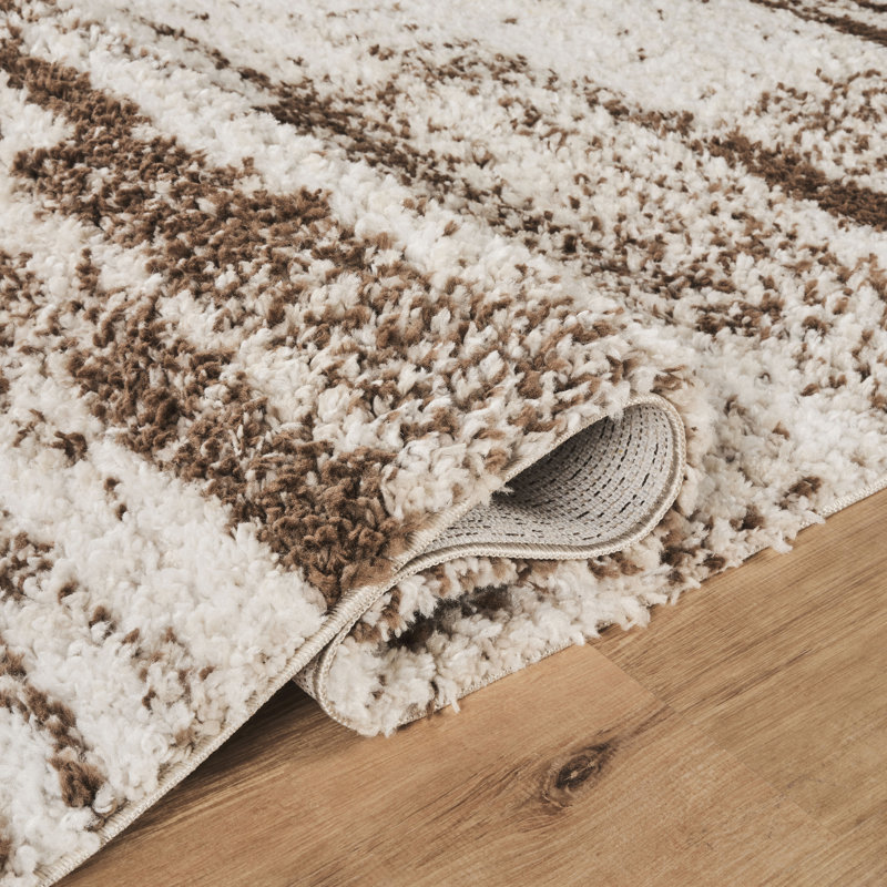 Haven Brown & Beige Abstract Shag Modern Rug, Brown/Beige, 10'0" x 14'0"
