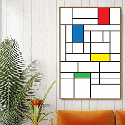 Reproduction d'art sur toile encadrée géométrique pour salon, chambre à coucher à motif géométrique IDÉE4WALL, prête à être accrochée - 16 po x 24 po