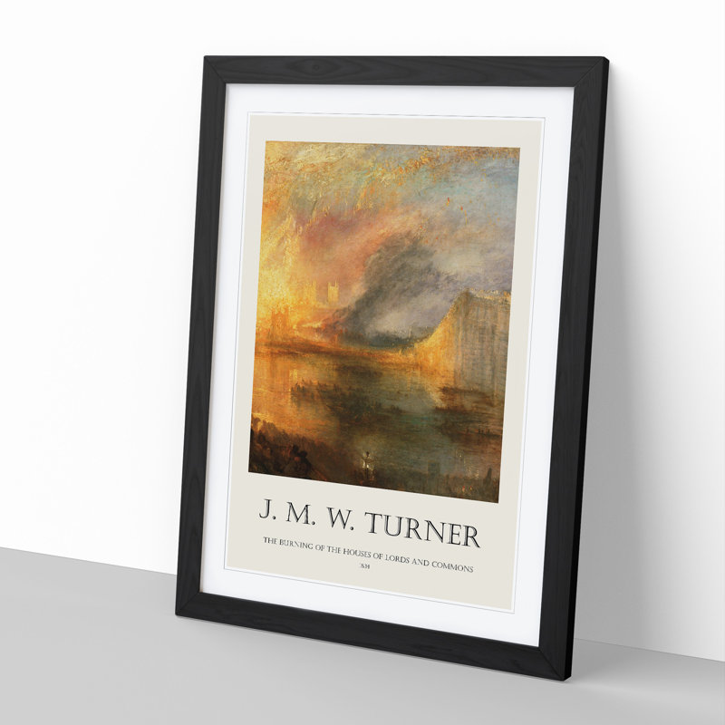 Burning of the Houses of Commons by Joseph-Mallord William Turner - Picture Frame Art Prints, 65cm H x 48cm W x 2cm D, Black