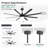 Jamii-Leigh 65/72/84 inch Large Indoor/Covered Outdoor Modern Ceiling Fan with Led Lights and Remote, 6-Speed, Reversible Quiet DC Motor, Timer, 8-ABS-Blade-538237090-539539264-548189007